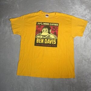 Ben Davis Plenty Tough Work Clothes Graphic T Shirt Yellow Gold Men’s XL SF